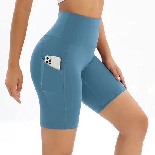 Women's High Waist Fitness Shorts with Pocket