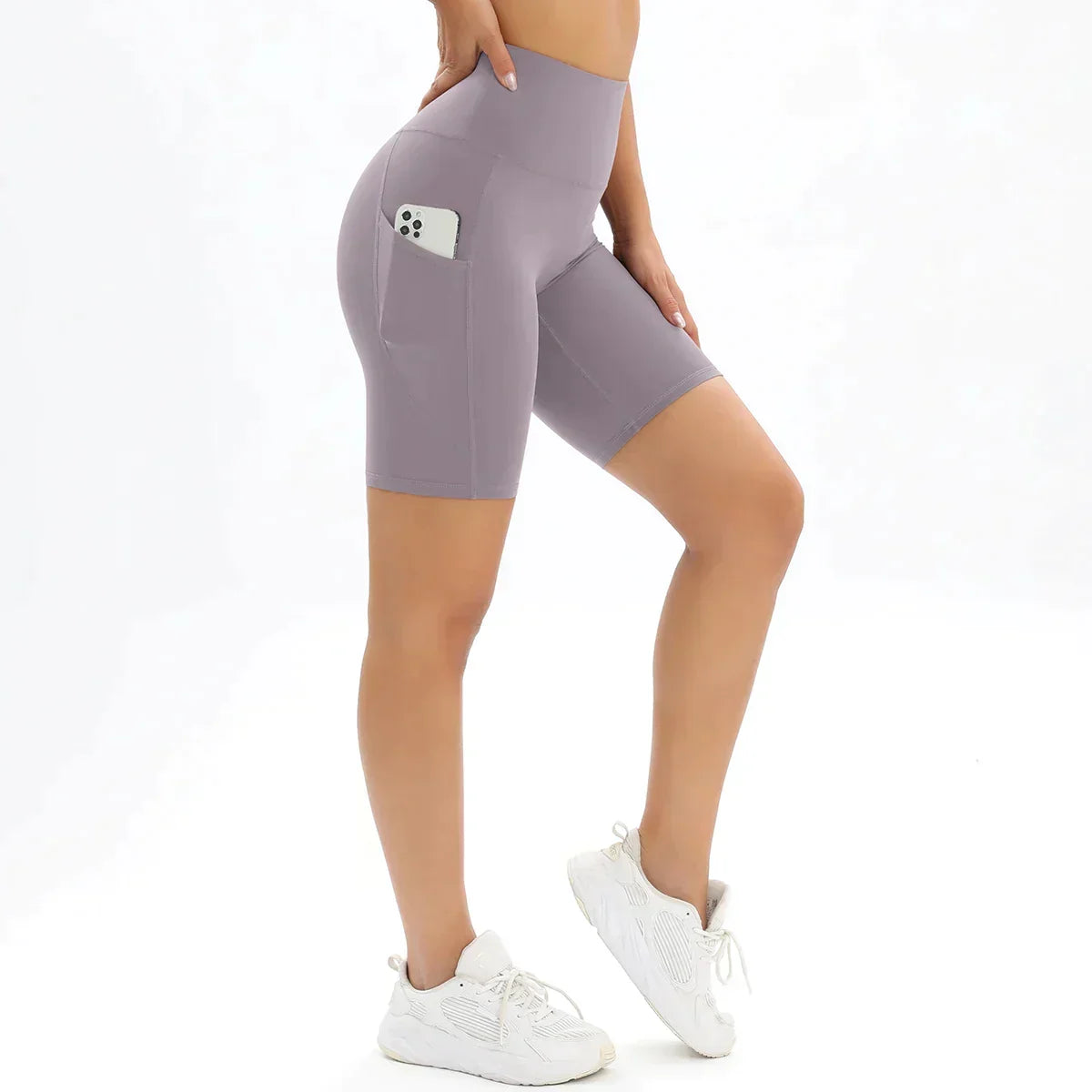 Women's High Waist Fitness Shorts with Pocket