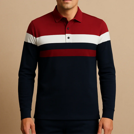 Men’s Long Sleeve Polo Shirt Striped Design