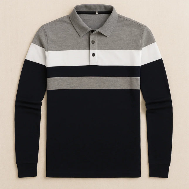 Men’s Long Sleeve Polo Shirt Striped Design
