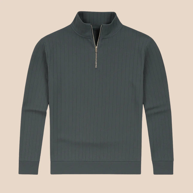Men's Half Zip Ribbed Jumper