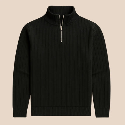 Men's Half Zip Ribbed Jumper