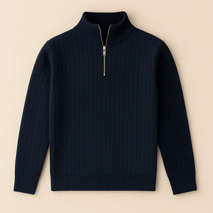 Men's Half Zip Ribbed Jumper