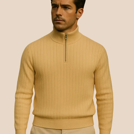 Men's Half Zip Ribbed Jumper