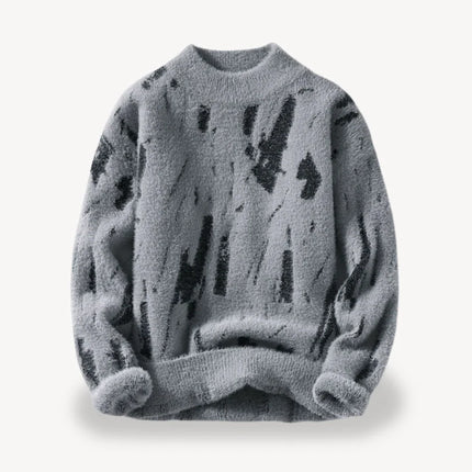 Men's Fuzzy Knit Sweater Casual Style