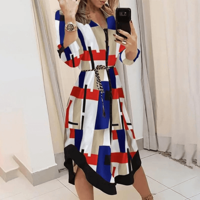 Women's Midi Dress Wrap Style with Belted Detail