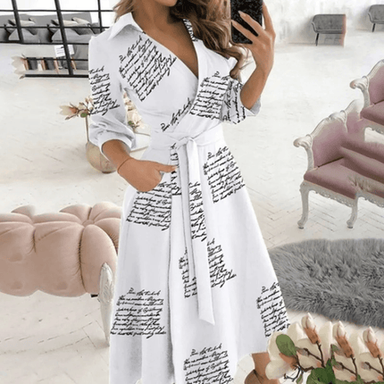 Women's Midi Dress Wrap Style with Belted Detail