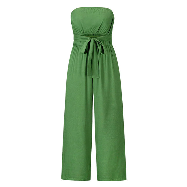 Women's Strapless Jumpsuit with Elastic Waist