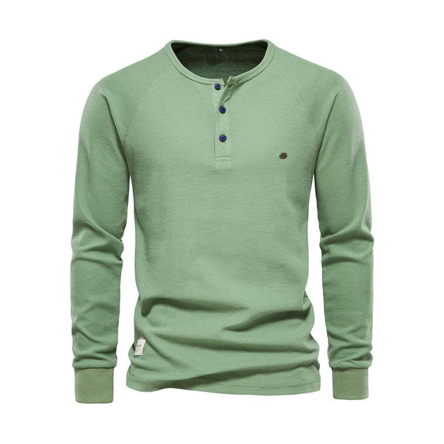 Men's Casual Long Sleeve Shirt Cotton Blend Khaki