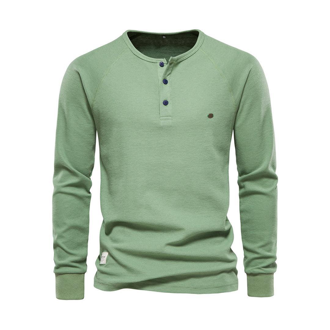 Men's Casual Long Sleeve Shirt Cotton Blend Khaki