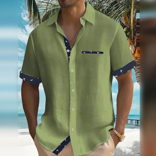 Men’s Short Sleeve Button-Down Shirt Lightweight Breathable Fabric