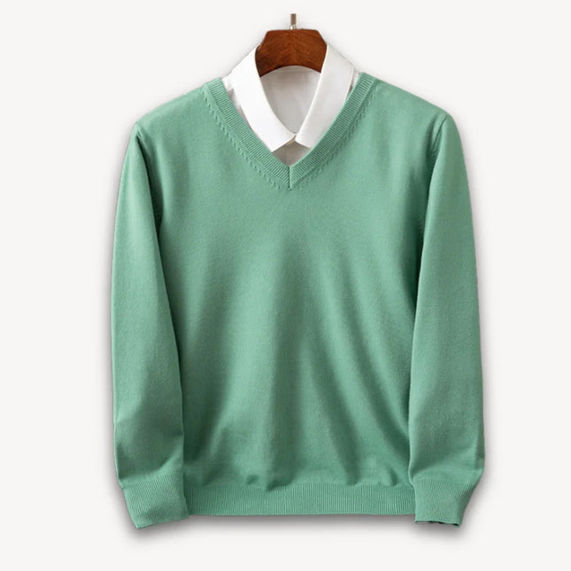 Men's V-Neck Cashmere Sweater - Slim Fit, Soft & Lightweight, Casual & Formal Wear