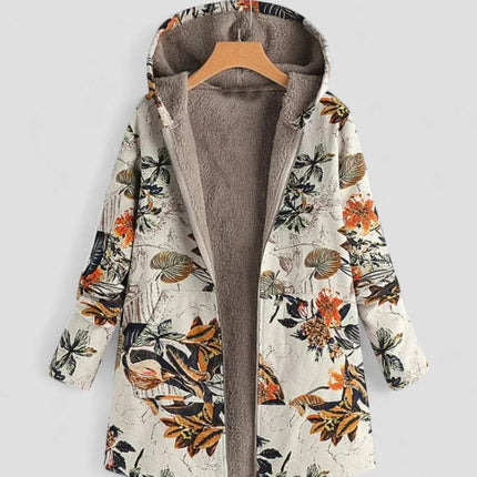 Women's Floral Fleece Jacket with Hood