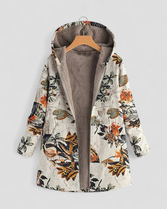 Women's Floral Fleece Jacket with Hood