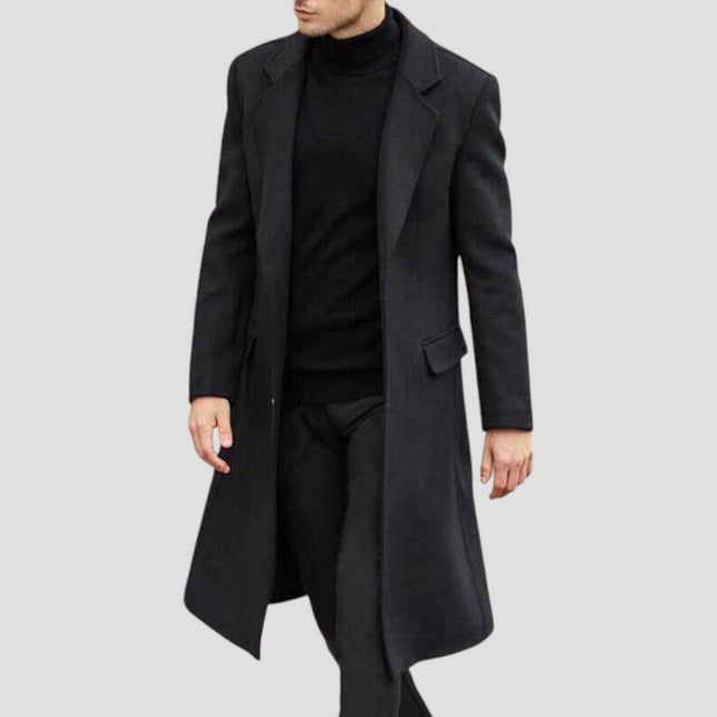 Men's Overcoat Wool Blend Button Front