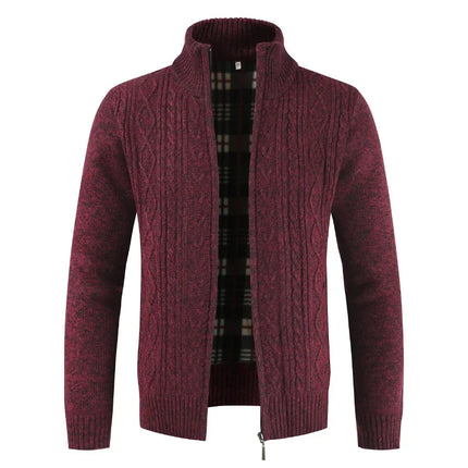 Men's Zippered Cable Knit Cardigan