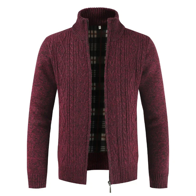 Men's Zippered Cable Knit Cardigan