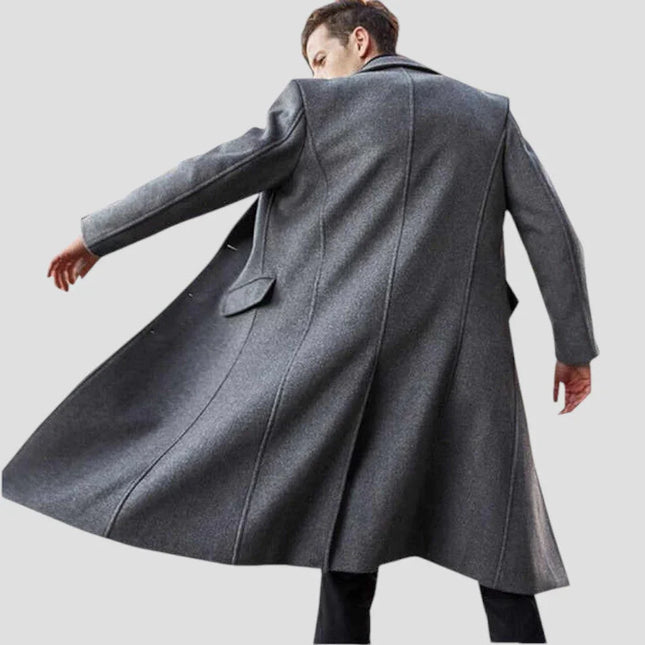 Men's Wool Blend Classic Overcoat with Button Front