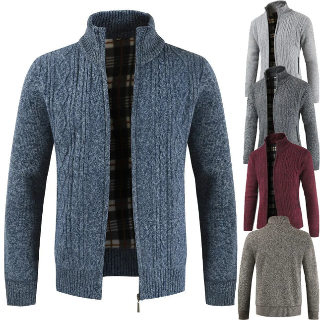 Men's Zippered Cable Knit Cardigan