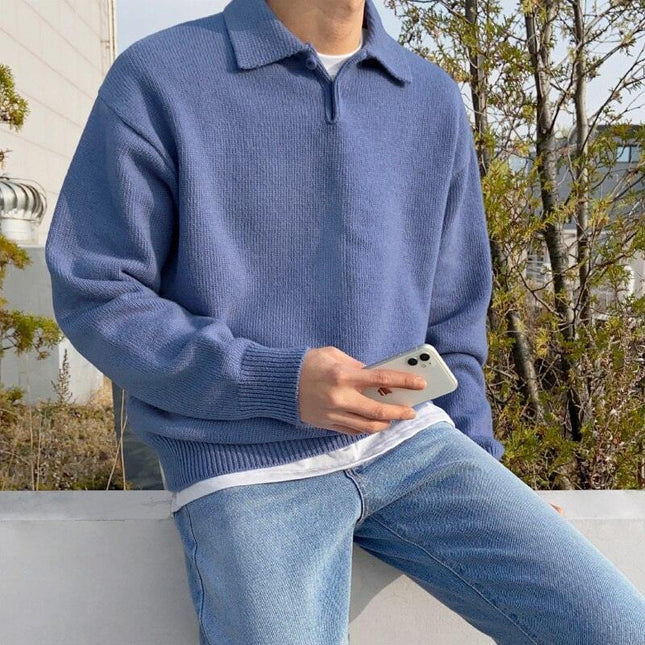Men's Wool Buttoned Polo Shirt