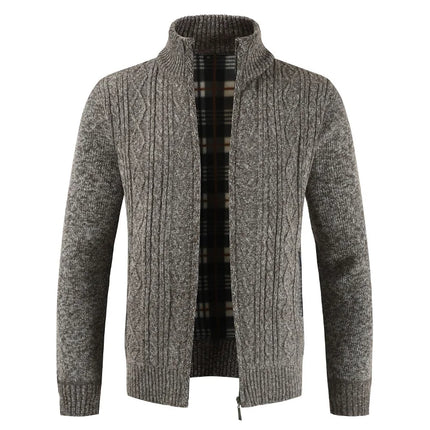 Men's Zippered Cable Knit Cardigan