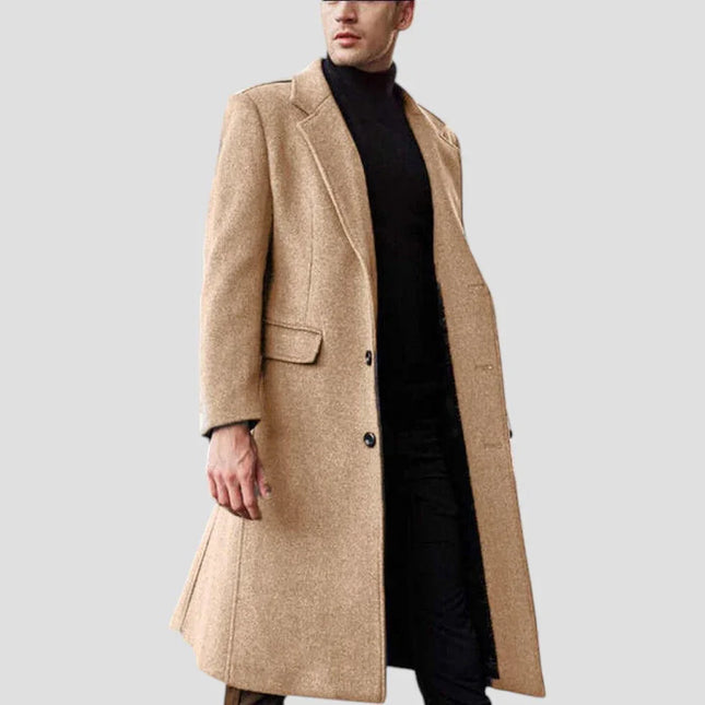 Men's Wool Blend Classic Overcoat with Button Front