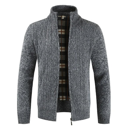 Men's Zippered Cable Knit Cardigan