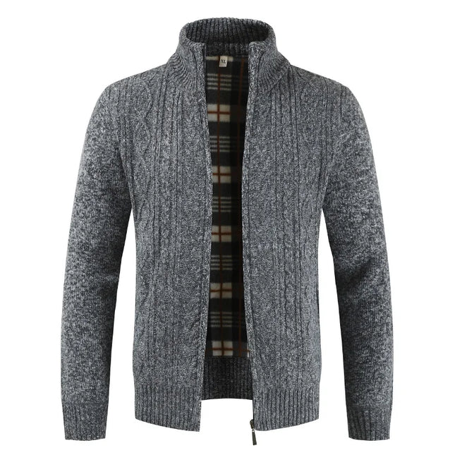Men's Zippered Cable Knit Cardigan