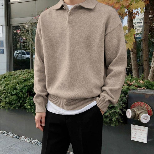 Men's Wool Buttoned Polo Shirt
