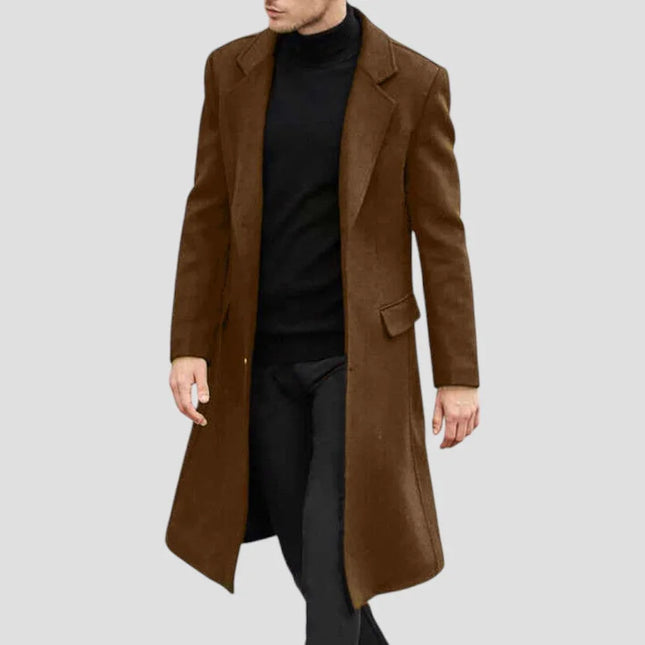 Men's Wool Blend Classic Overcoat with Button Front