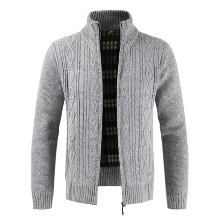 Men's Zippered Cable Knit Cardigan