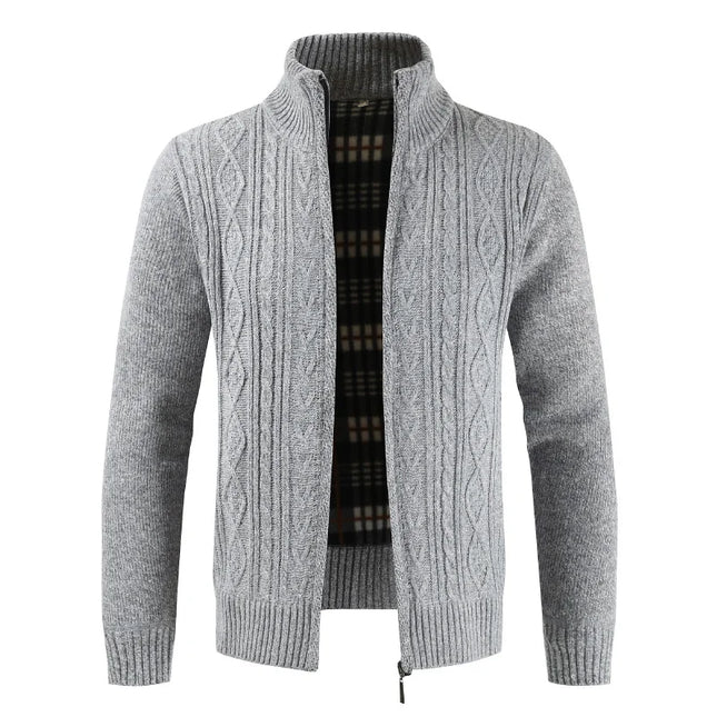 Men's Zippered Cable Knit Cardigan