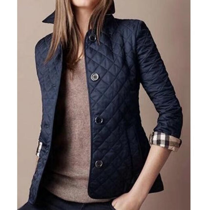 Women's Quilted Lightweight Coat with Button Closure