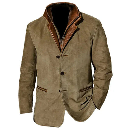 Men's Suede Look Jacket Vintage Style for Autumn Warmth