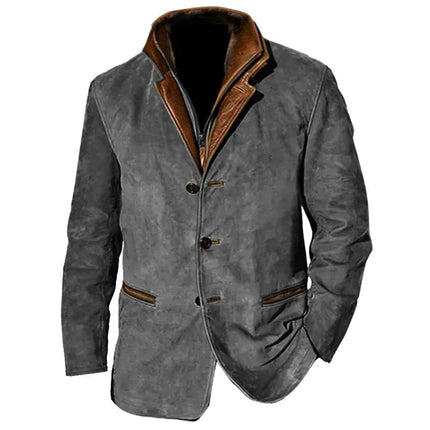 Men's Suede Look Jacket Vintage Style for Autumn Warmth
