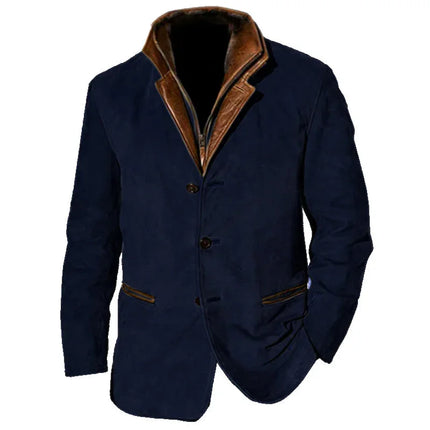 Men's Suede Look Jacket Vintage Style for Autumn Warmth