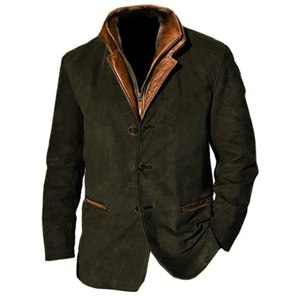 Men's Suede Look Jacket Vintage Style for Autumn Warmth