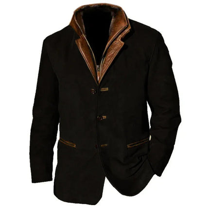 Men's Suede Look Jacket Vintage Style for Autumn Warmth