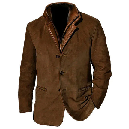 Men's Suede Look Jacket Vintage Style for Autumn Warmth