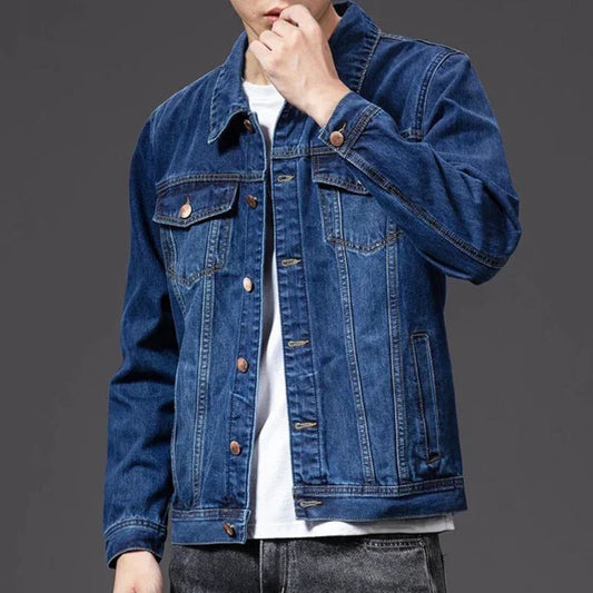 Men's Vintage Denim Jacket High-Quality Blue