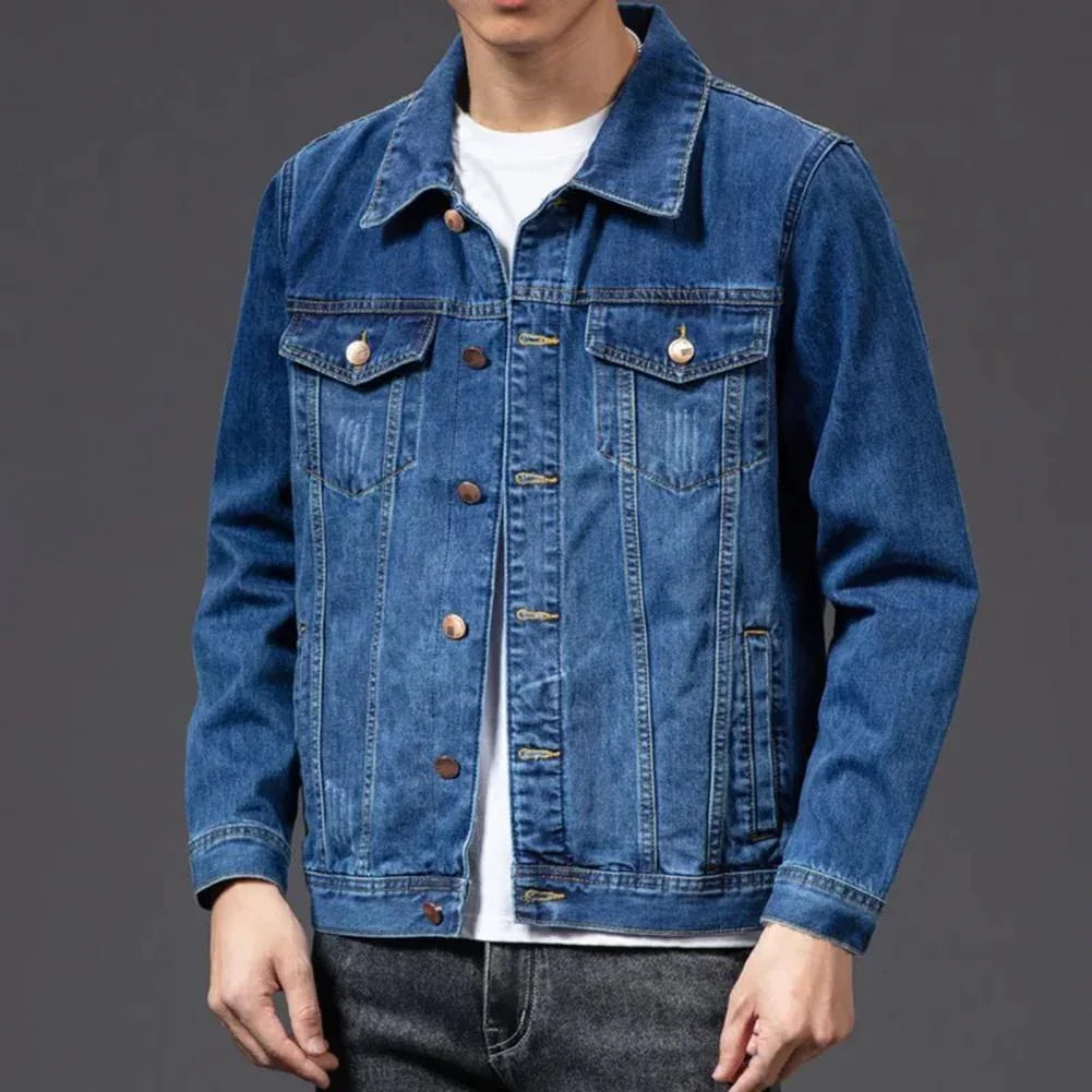 Men's Vintage Denim Jacket High-Quality Blue