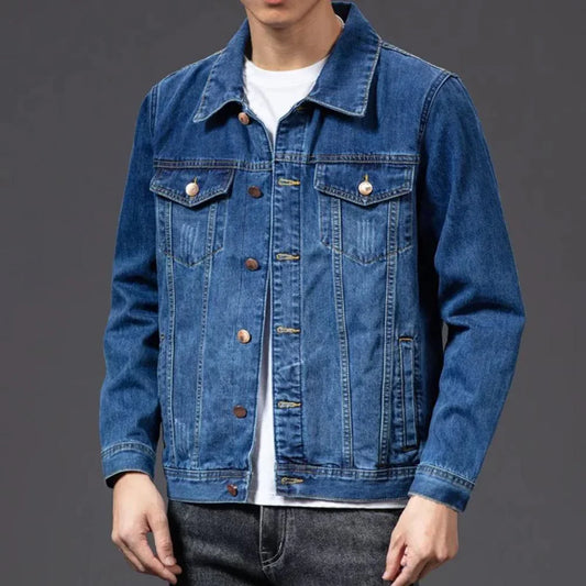 Men's Vintage Denim Jacket High-Quality Blue