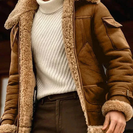 Men's Real Leather Jacket Flying Style Camel