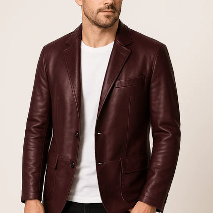 Men's Fitted PU Leather Jacket Classic Style