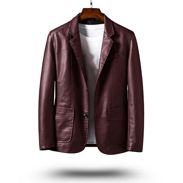Men's Fitted PU Leather Jacket Classic Style