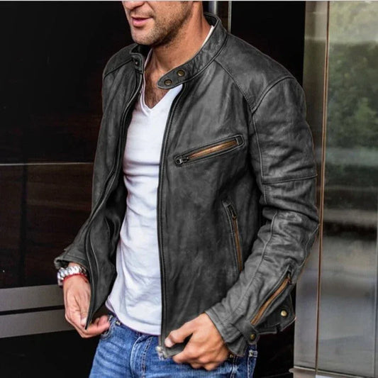 Men's Weatherproof Leather Jacket Genuine Black Leather