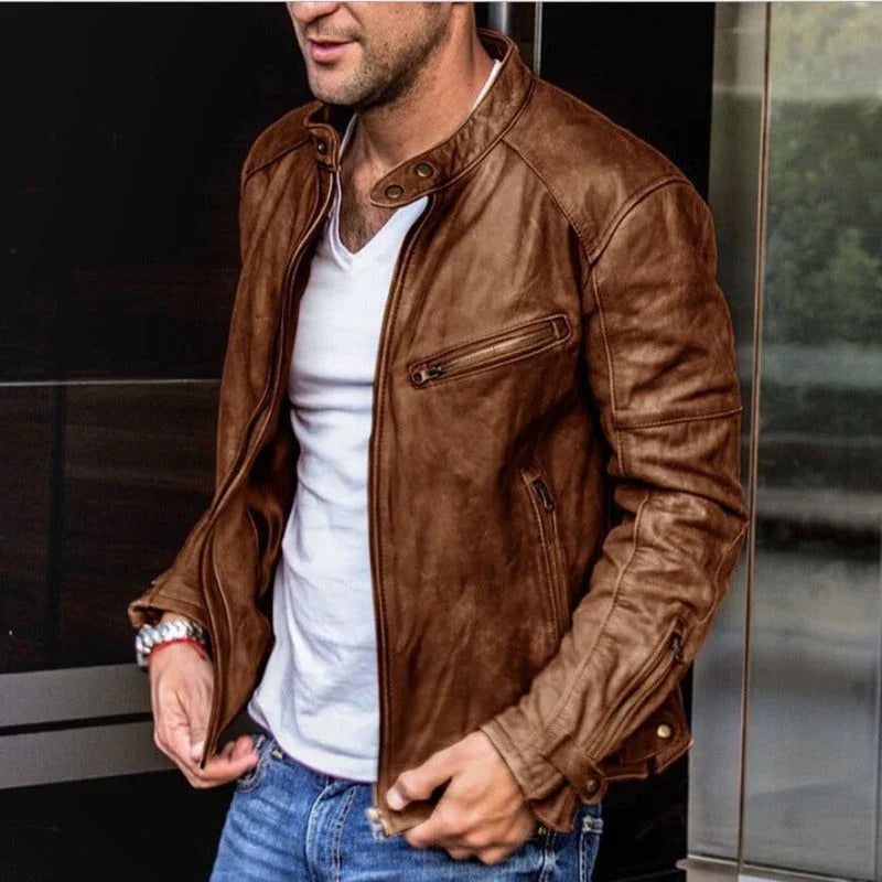 Men's Weatherproof Leather Jacket Genuine Black Leather