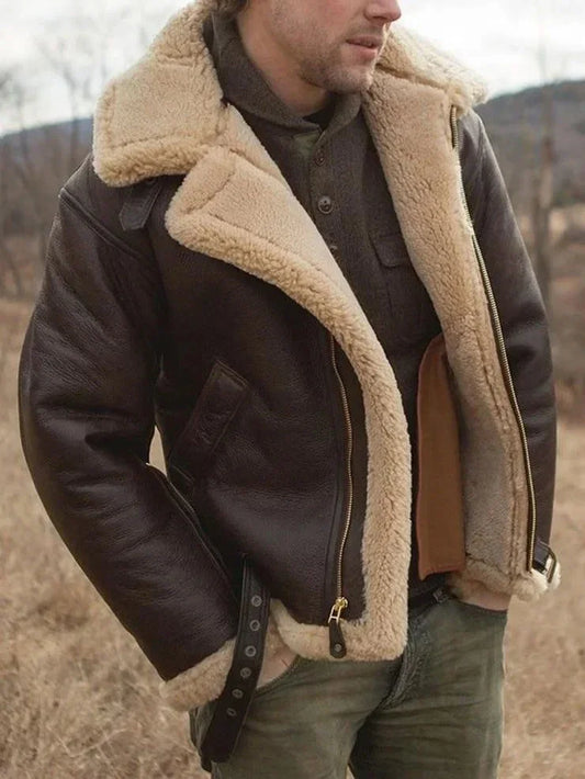 Men's Sheepskin Pilot Jacket RAF Style Collar
