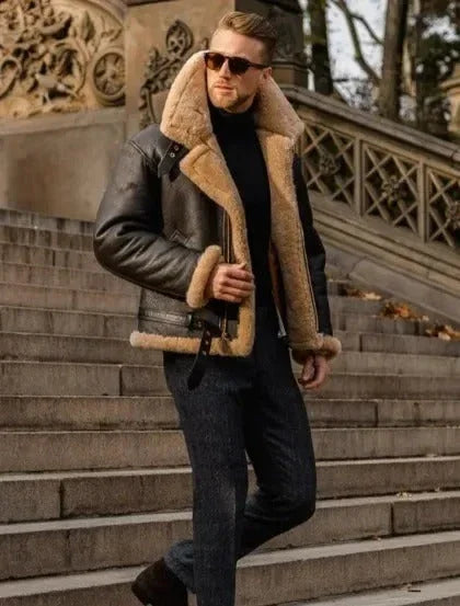 Men's Sheepskin Pilot Jacket RAF Style Collar