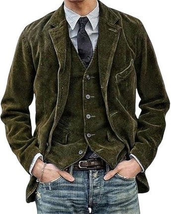 Men's Corduroy Blazer Single-Breasted Classic Style